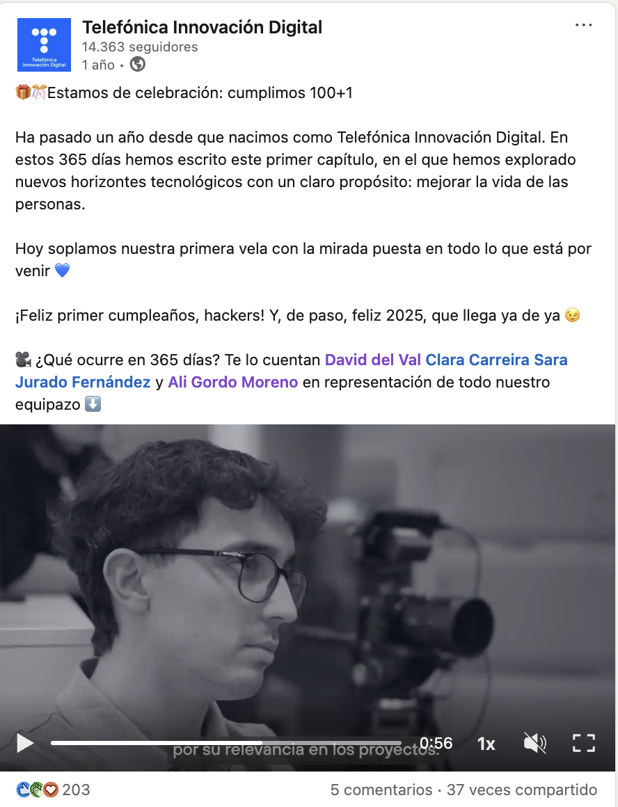 Post ejecutivo en LinkedIn — ver vídeo